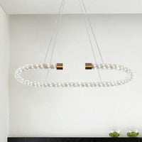 Bend Chandelier Light Modern Crystal 31.5 39 47 Wide LED Brass Fixture - Rebooters