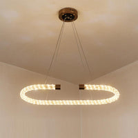 Bend Chandelier Light Modern Crystal 31.5 39 47 Wide LED Brass Fixture - Rebooters