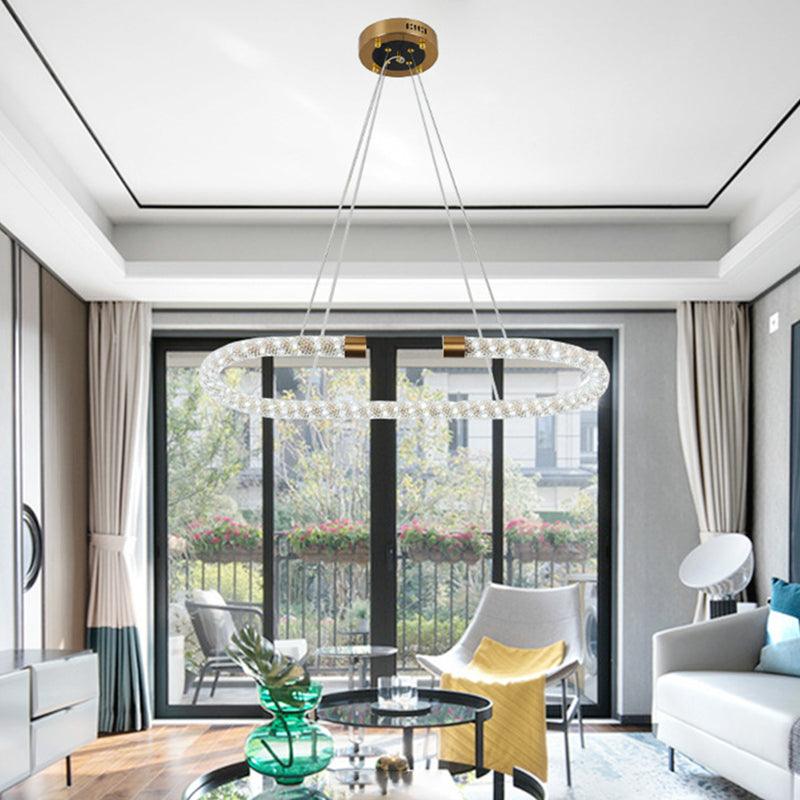 Bend Chandelier Light Modern Crystal 31.5 39 47 Wide LED Brass Fixture - Rebooters