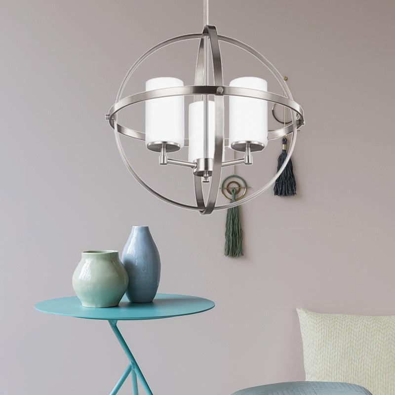 Cylinder Dining Room Ceiling Chandelier Metal 3/5/9 Lights Silver Fixture - Rebooters