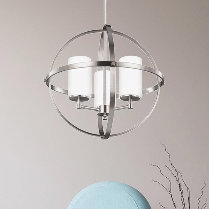 Cylinder Dining Room Ceiling Chandelier Metal 3/5/9 Lights Silver Fixture - Rebooters