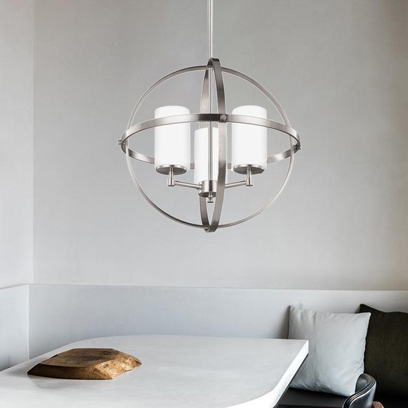 Cylinder Dining Room Ceiling Chandelier Metal 3/5/9 Lights Silver Fixture - Rebooters