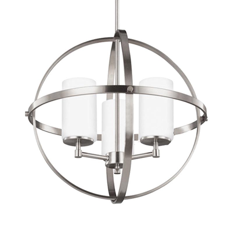 Cylinder Dining Room Ceiling Chandelier Metal 3/5/9 Lights Silver Fixture - Rebooters