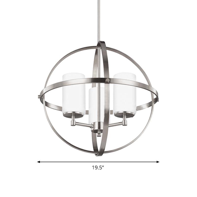 Cylinder Dining Room Ceiling Chandelier Metal 3/5/9 Lights Silver Fixture - Rebooters
