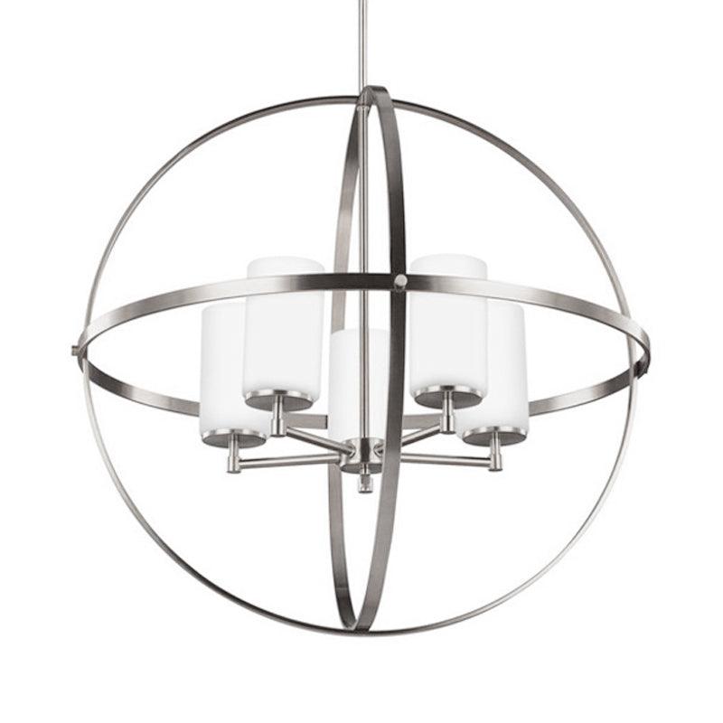 Cylinder Dining Room Ceiling Chandelier Metal 3/5/9 Lights Silver Fixture - Rebooters