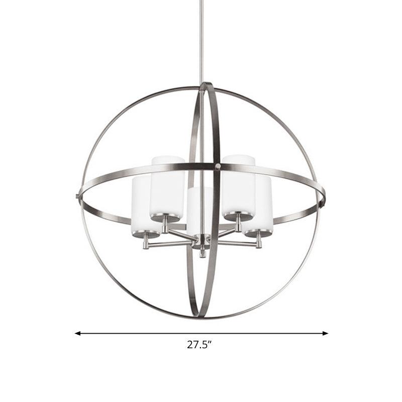 Cylinder Dining Room Ceiling Chandelier Metal 3/5/9 Lights Silver Fixture - Rebooters