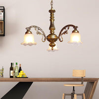 3/6 Bulb Ceiling Lamp with Scalloped Shade in Brass - Rebooters