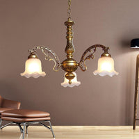3/6 Bulb Ceiling Lamp with Scalloped Shade in Brass - Rebooters