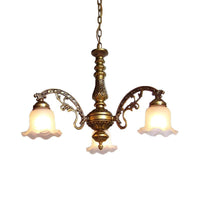 3/6 Bulb Ceiling Lamp with Scalloped Shade in Brass - Rebooters