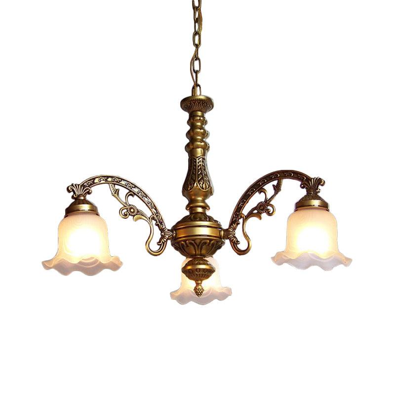 3/6 Bulb Ceiling Lamp with Scalloped Shade in Brass - Rebooters