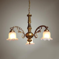 3/6 Bulb Ceiling Lamp with Scalloped Shade in Brass - Rebooters