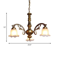 3/6 Bulb Ceiling Lamp with Scalloped Shade in Brass - Rebooters