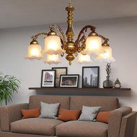 3/6 Bulb Ceiling Lamp with Scalloped Shade in Brass - Rebooters