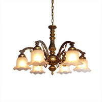 3/6 Bulb Ceiling Lamp with Scalloped Shade in Brass - Rebooters