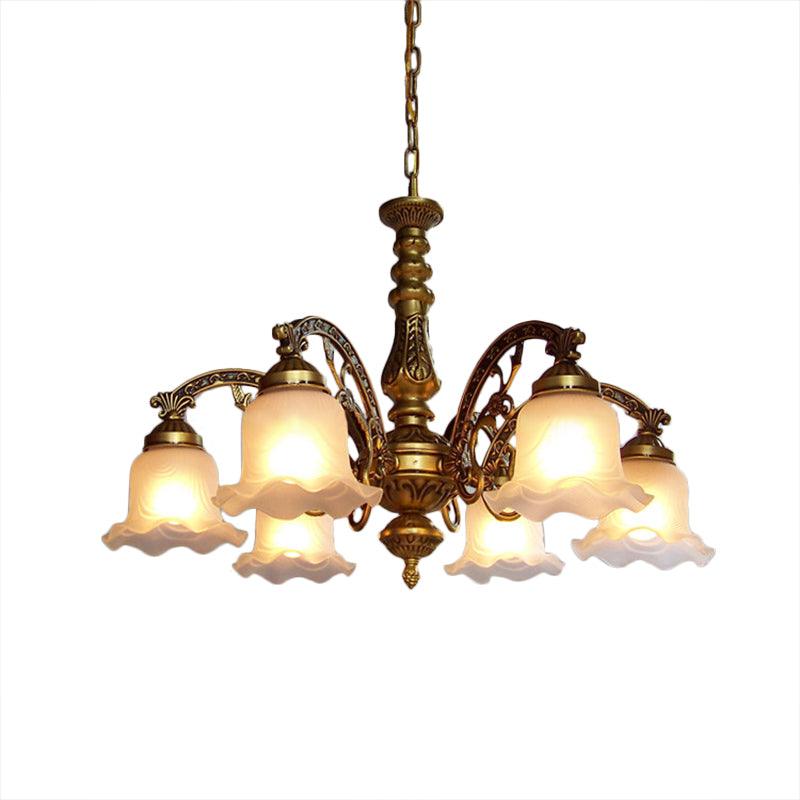 3/6 Bulb Ceiling Lamp with Scalloped Shade in Brass - Rebooters