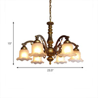 3/6 Bulb Ceiling Lamp with Scalloped Shade in Brass - Rebooters