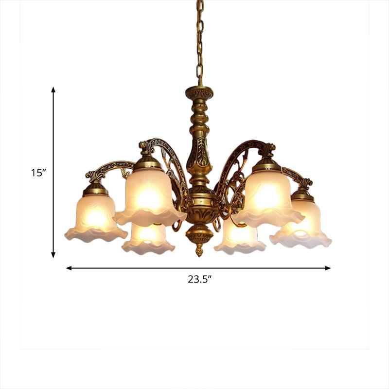 3/6 Bulb Ceiling Lamp with Scalloped Shade in Brass - Rebooters