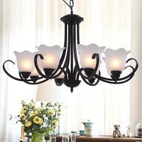 3/6/8 Bulbs Bell Chandelier Light Traditional Black Frosted Glass - Rebooters