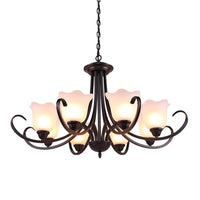 3/6/8 Bulbs Bell Chandelier Light Traditional Black Frosted Glass - Rebooters