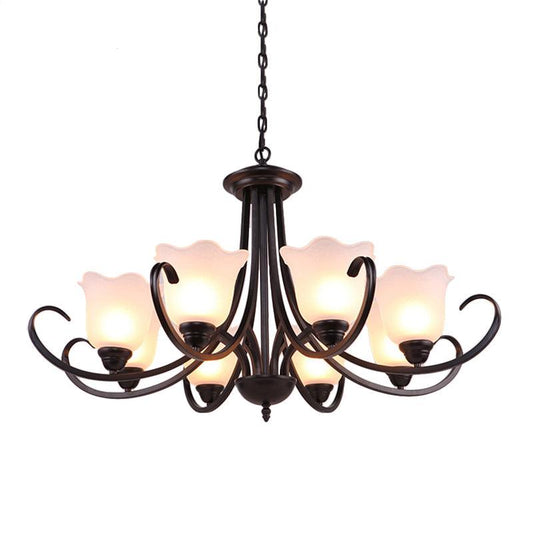 3/6/8 Bulbs Bell Chandelier Light Traditional Black Frosted Glass - Rebooters