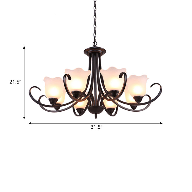 3/6/8 Bulbs Bell Chandelier Light Traditional Black Frosted Glass - Rebooters