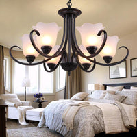 3/6/8 Bulbs Bell Chandelier Light Traditional Black Frosted Glass - Rebooters