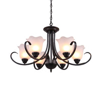 3/6/8 Bulbs Bell Chandelier Light Traditional Black Frosted Glass - Rebooters