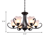 3/6/8 Bulbs Bell Chandelier Light Traditional Black Frosted Glass - Rebooters