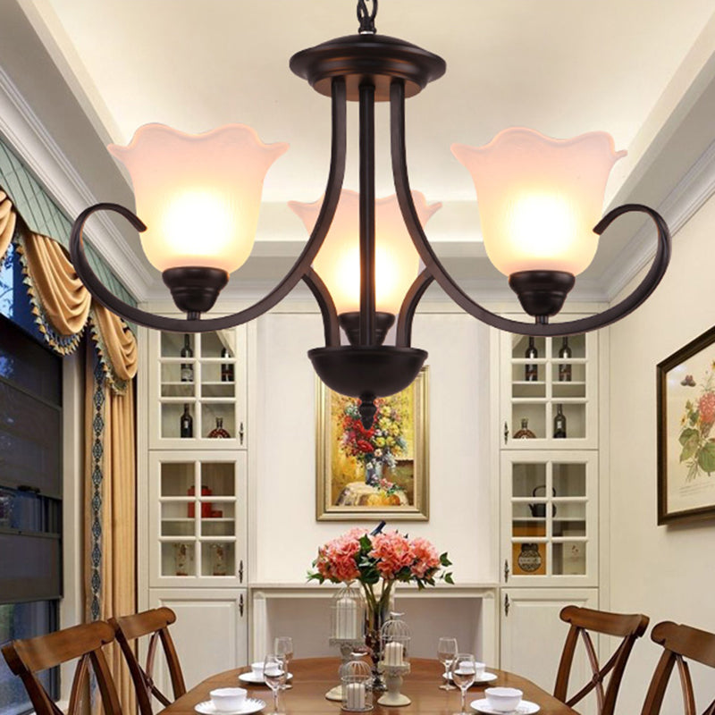 3/6/8 Bulbs Bell Chandelier Light Traditional Black Frosted Glass - Rebooters