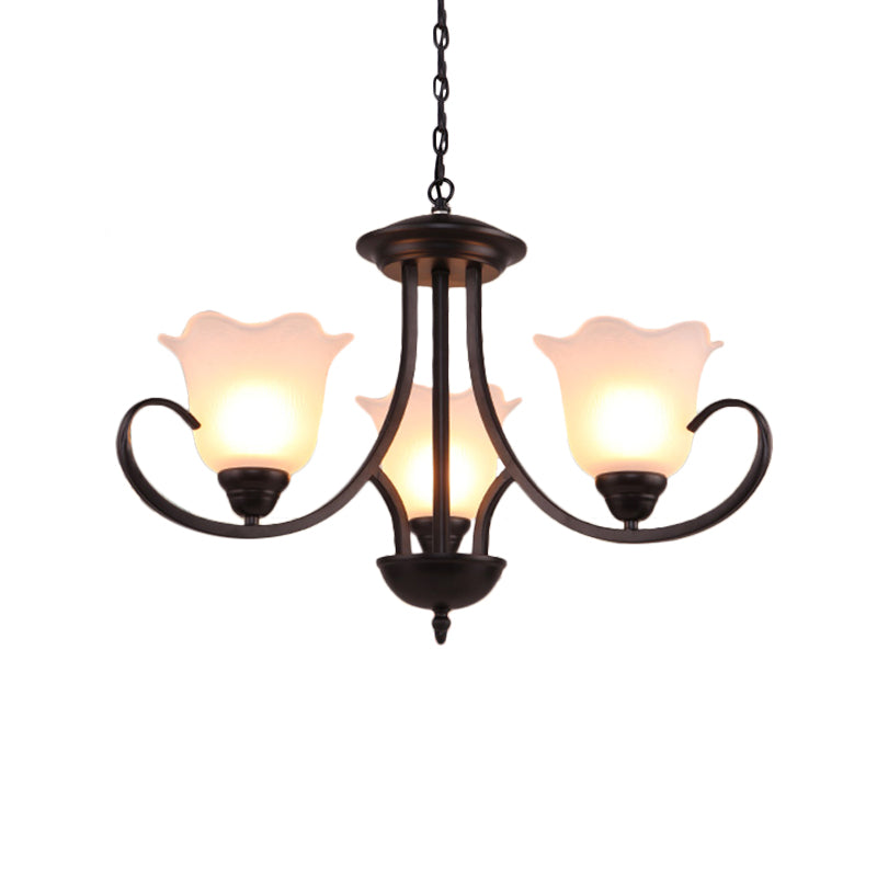 3/6/8 Bulbs Bell Chandelier Light Traditional Black Frosted Glass - Rebooters