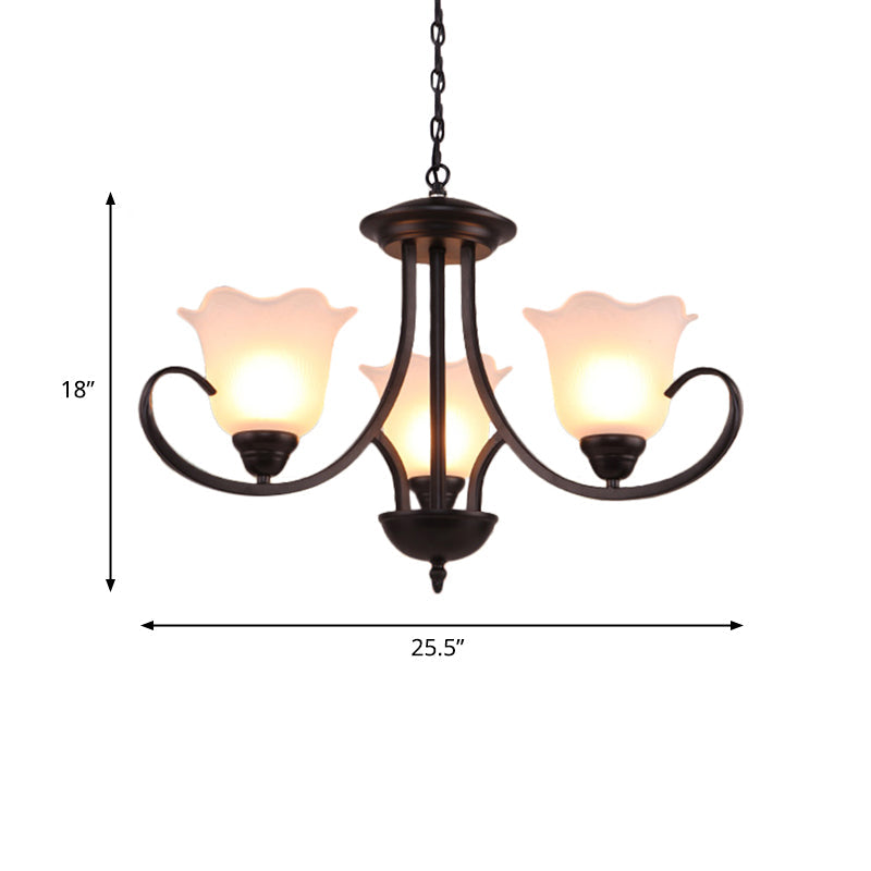 3/6/8 Bulbs Bell Chandelier Light Traditional Black Frosted Glass - Rebooters