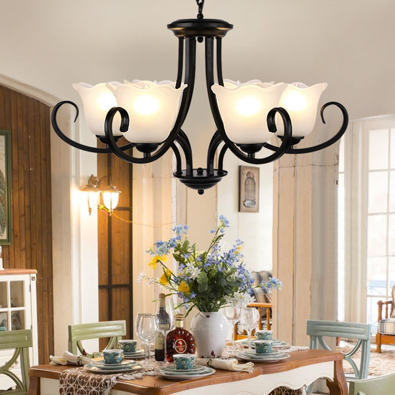 4/6/8 Bulbs Ceiling Lamp with Flared Shade Frosted Glass - Rebooters