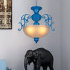 Blue Bowl Chandelier Lamp Classic Style Metal 3 Lights - Rebooters