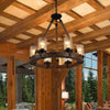 Beige Wheel Pendant Lighting Traditional Wood Chandelier - Rebooters