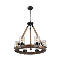 Beige Wheel Pendant Lighting Traditional Wood Chandelier - Rebooters