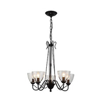Black 3/5 Lights Pendant Chandelier Clear Glass Scroll Light - Rebooters