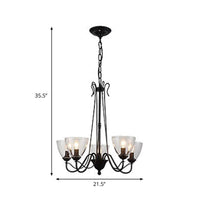 Black 3/5 Lights Pendant Chandelier Clear Glass Scroll Light - Rebooters