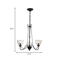 Black 3/5 Lights Pendant Chandelier Clear Glass Scroll Light - Rebooters