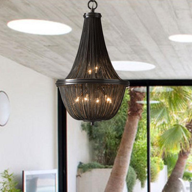 Basket Metal Chandelier Light Traditional 6/8 Lights Black - Rebooters