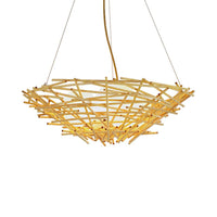 Birdnest Suspension Pendant Contemporary Wood 1 Bulb Beige Light Kit - Rebooters