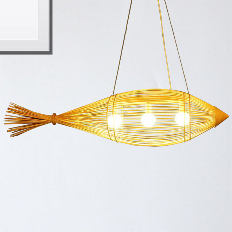 12"/16" Wide Weave Suspension Pendant Retro Bamboo Light Fixture - Rebooters