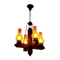 Amber Crackle Glass Vase Chandelier Lighting Farmhouse Pendant - Rebooters