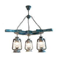 3 Lights Living Room Chandelier Light Industrial Blue Pendant - Rebooters