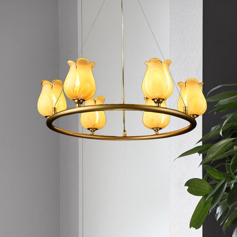 6 Lights Chandelier Pendant Light Traditional Wagon Wheel Lamp - Rebooters