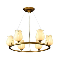 6 Lights Chandelier Pendant Light Traditional Wagon Wheel Lamp - Rebooters