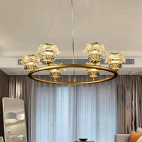 6 Heads Sunflower Chandelier Lighting Traditional Clear Glass - Rebooters