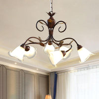 6 Lights Bedroom Hanging Chandelier Rustic Brown Pendant Lighting - Rebooters