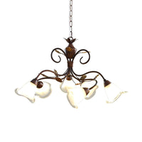 6 Lights Bedroom Hanging Chandelier Rustic Brown Pendant Lighting - Rebooters