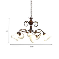 6 Lights Bedroom Hanging Chandelier Rustic Brown Pendant Lighting - Rebooters