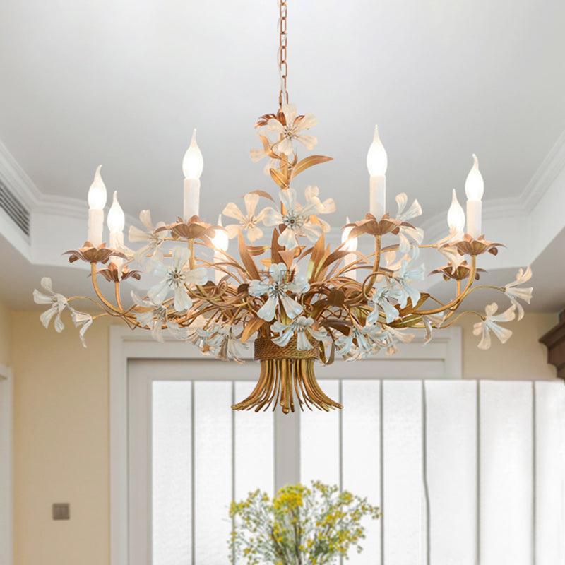 8 Heads Metallic Chandelier Lamp Brass Candlestick Lighting - Rebooters